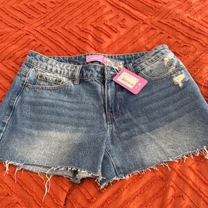 Edikted Scottie Low Rise Denim Shorts.‘size small